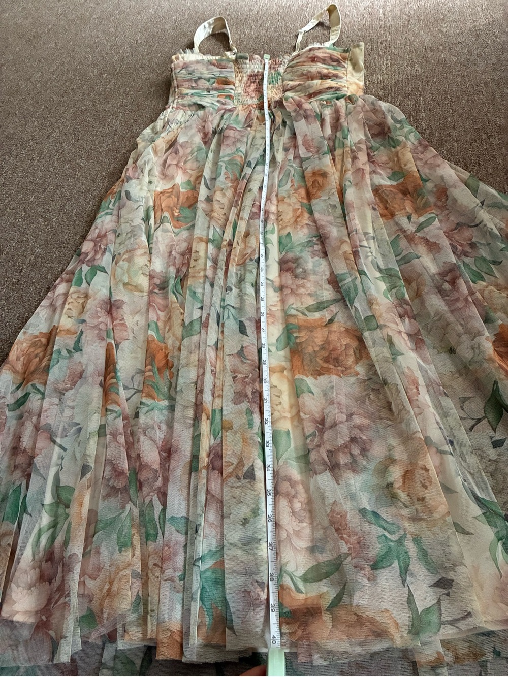 Floral Bustier Midi Dress in Blush and Peach - Picture 12 of 12